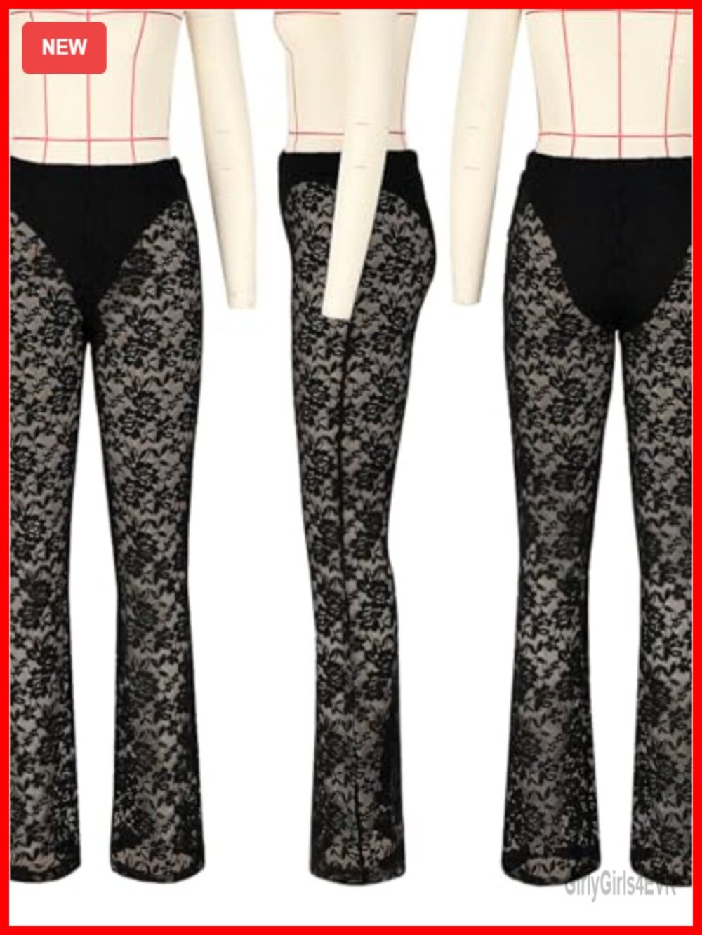 Sexy Sheer Lace Flare Bell Bottom Pants Clubwear Leggings - Picture 6 of 6